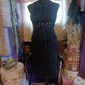 Jessica Howard Black Tiered  Dress With Bling 6
